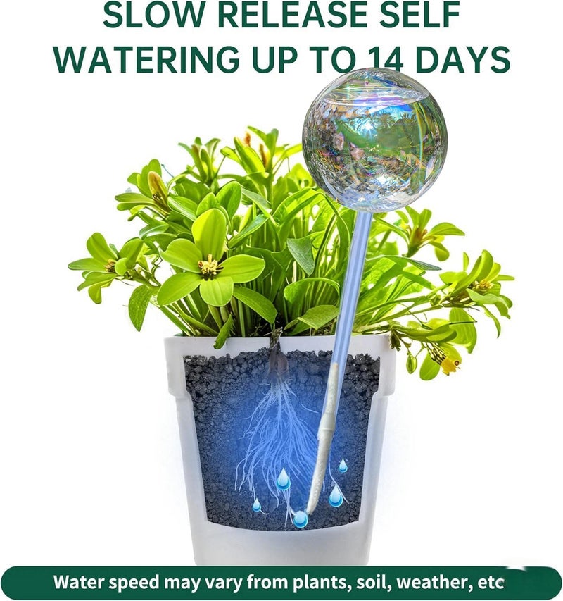 ZHIGUO 13 oz Up 2 Weeks Extra Large Watering Globes, Light Iridescent Plant Watering Globes, Water Globes for Indoor Plants, Watering Globe, 2 Pack - Image 3